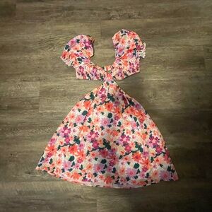 Floral Pink and Orange Dress